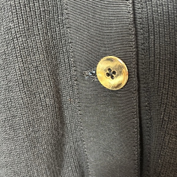 Gretchen Scott Black Cardigan with Gold Statement Buttons 100% Cotton size large - Picture 6 of 7